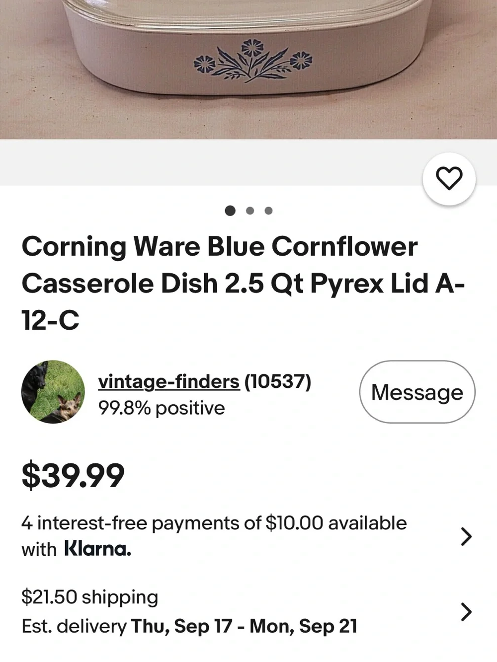 Vintage corning ware, blue corn flower bakeware & high domed lid
